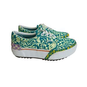 Vans Era Stacked Wavy Daze Platform Sneakers Shoes Tile Blue Green Size 7.5